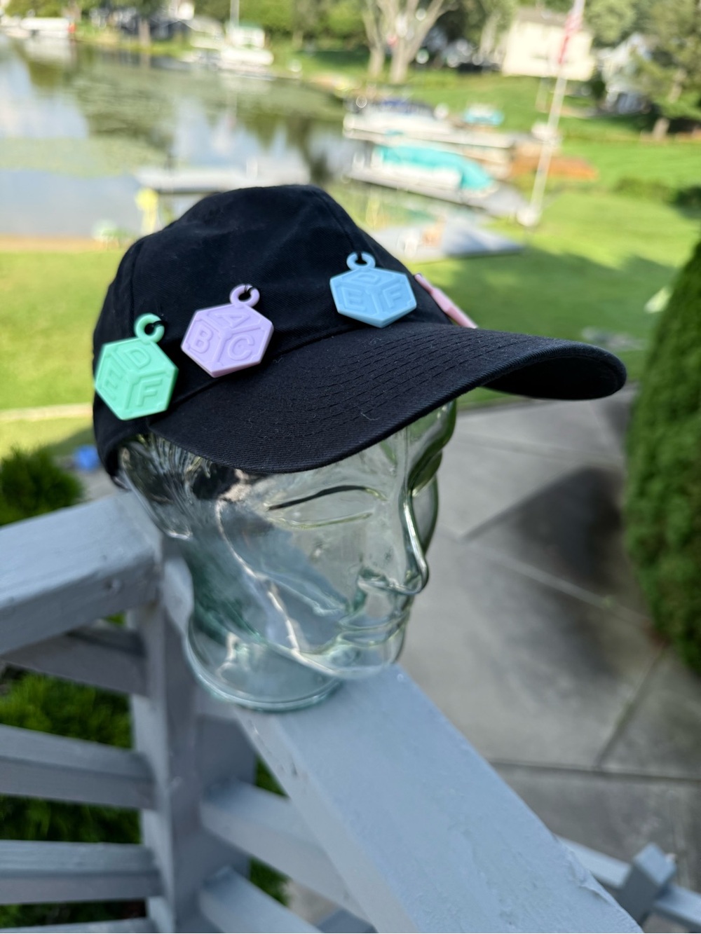 Women Black Baseball Cap with Pastel Charms one size fit all